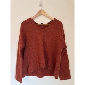 J.Crew Aplaca Blend Relaxed Fit V-neck Sweater in Rust Brown - Size Medium